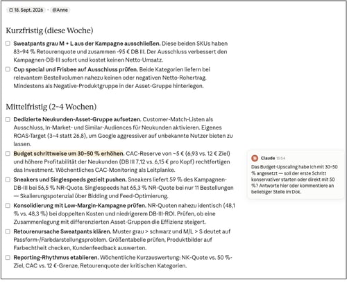 Kampagnenauswertung ToDo-Liste